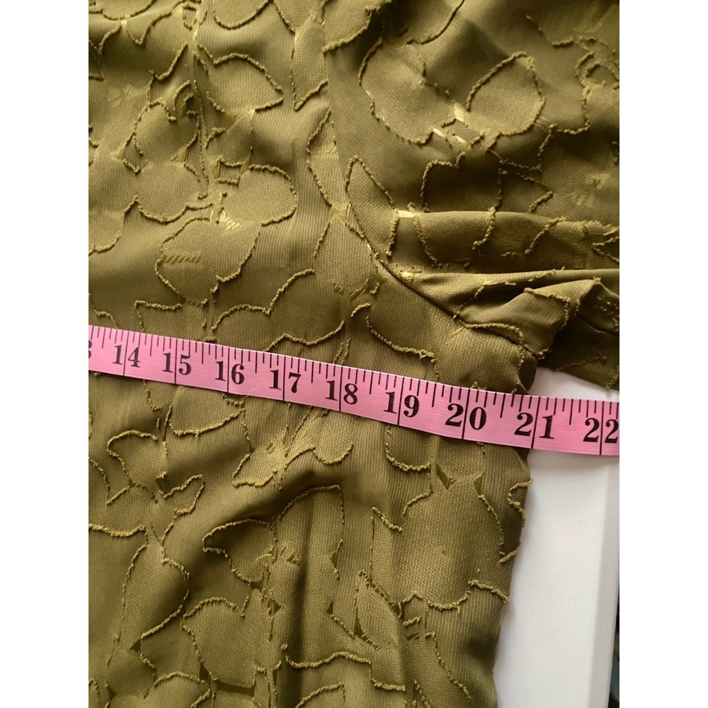Tommy Hilfiger Olive Green Burnout Floral Mock Neck Long Sleeve Shift Dress 12 - Picture 13 of 14